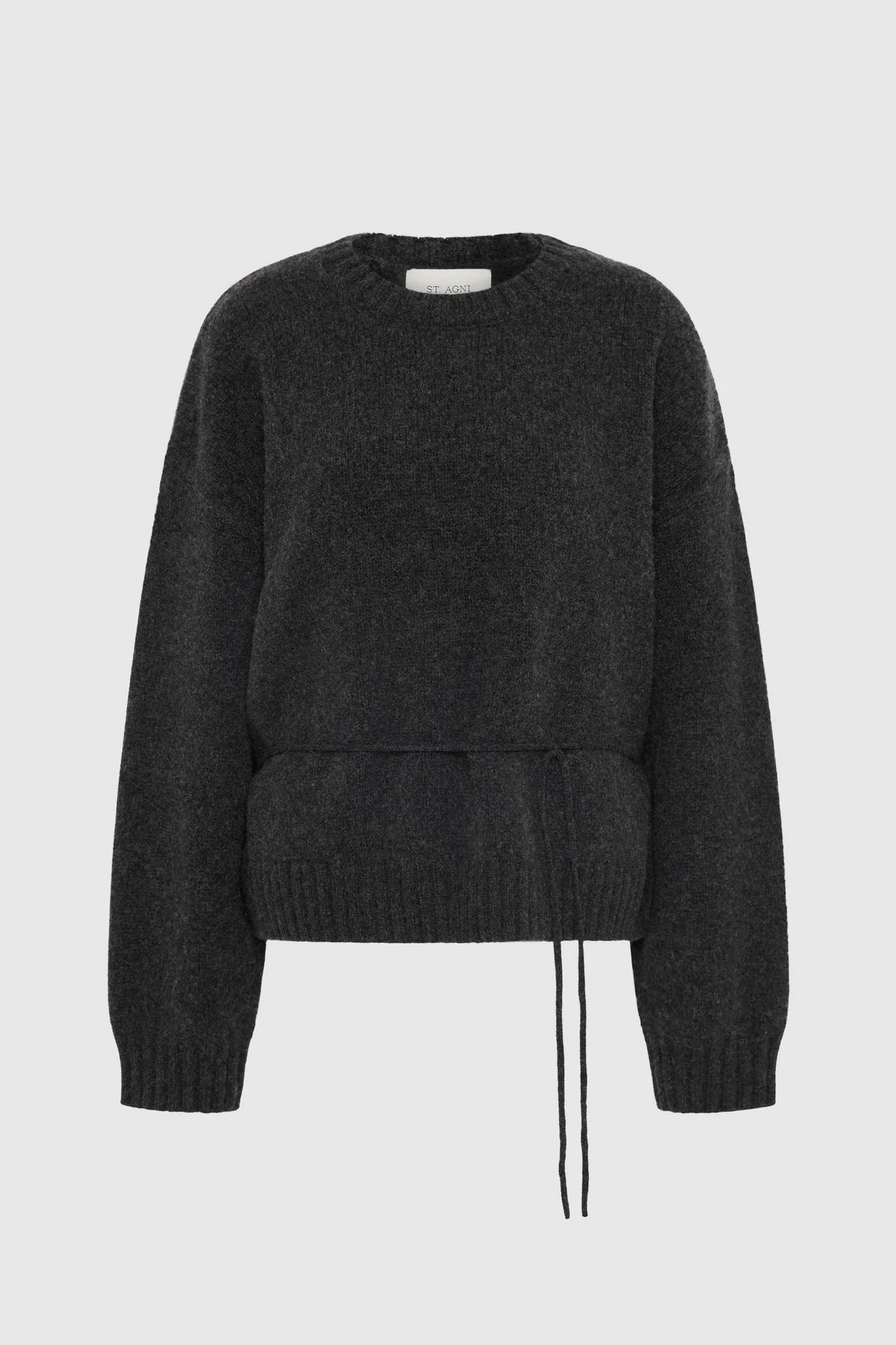 Wool Crew Neck Jumper - Dark Charcoal Melange - 1