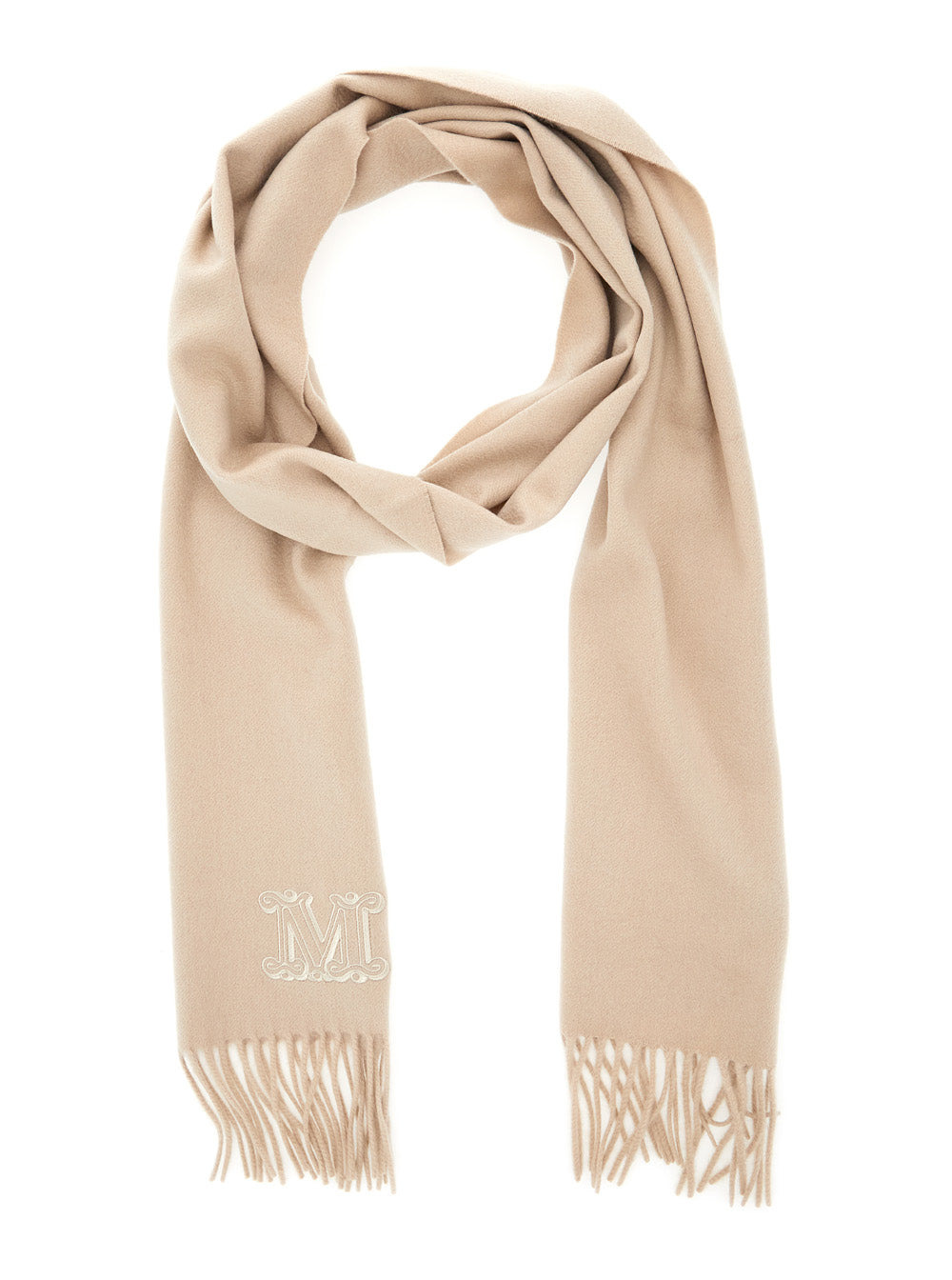 Max Mara Women 'Dalia' Beige Rectangular Scarf With Logo Embroidery On The Front In Cashmere Woman - 2