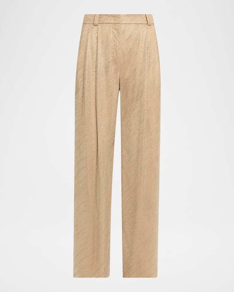 Embellished Pleated Straight-Leg Pants 1