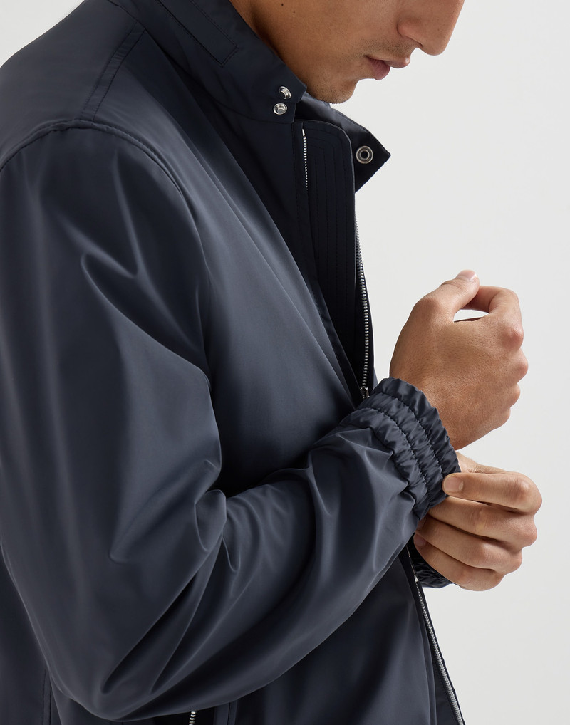 Bonded nylon outerwear jacket with packable hood 4