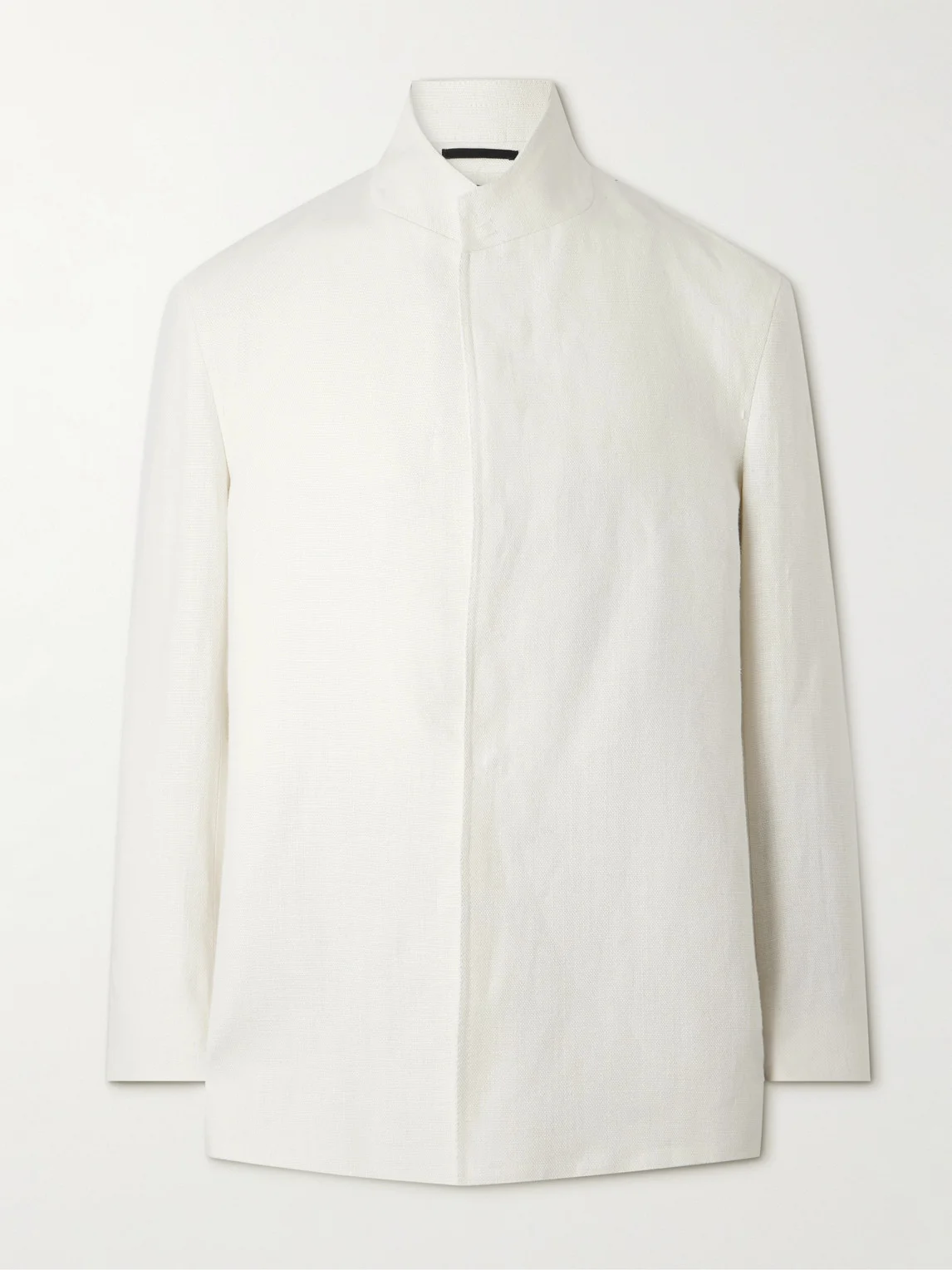Mandarin-Collar Unstructrured Linen Blazer - 1