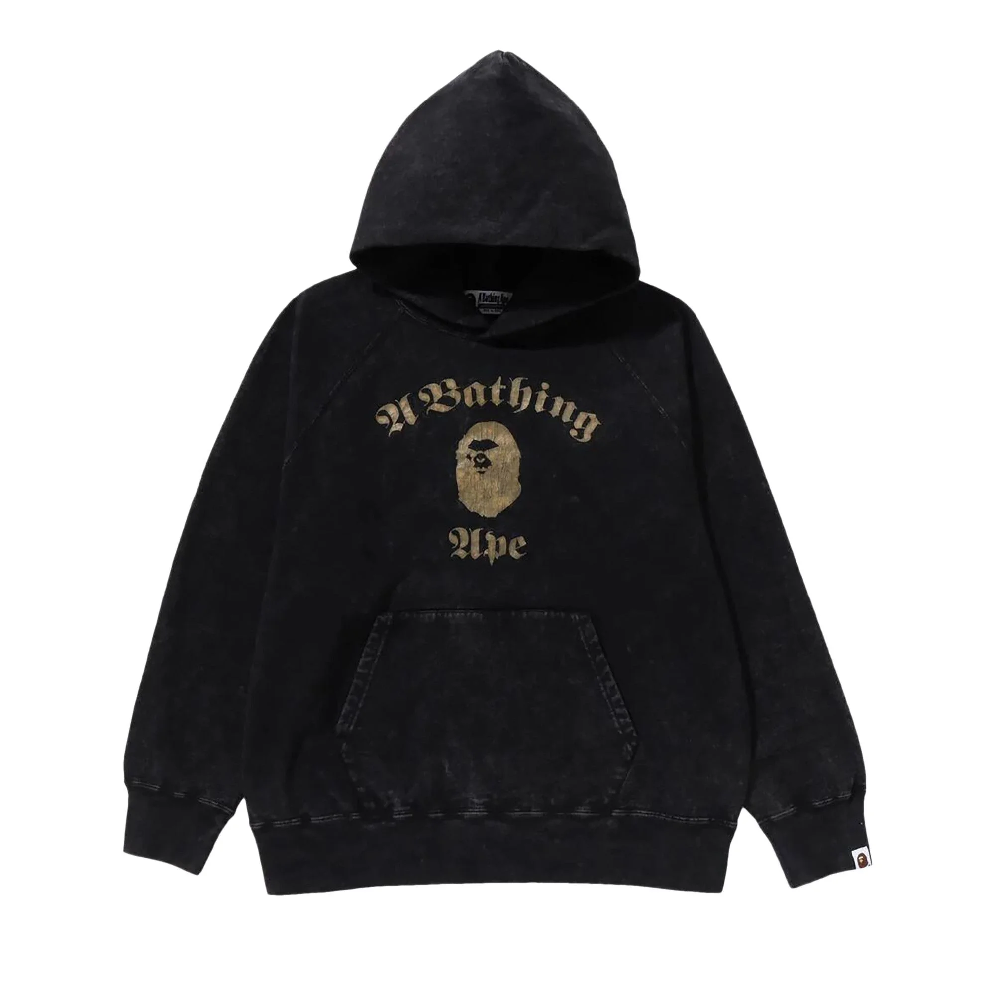 BAPE A Bathing Ape Overdye Pullover Relaxed Fit Hoodie 'Black' - 1