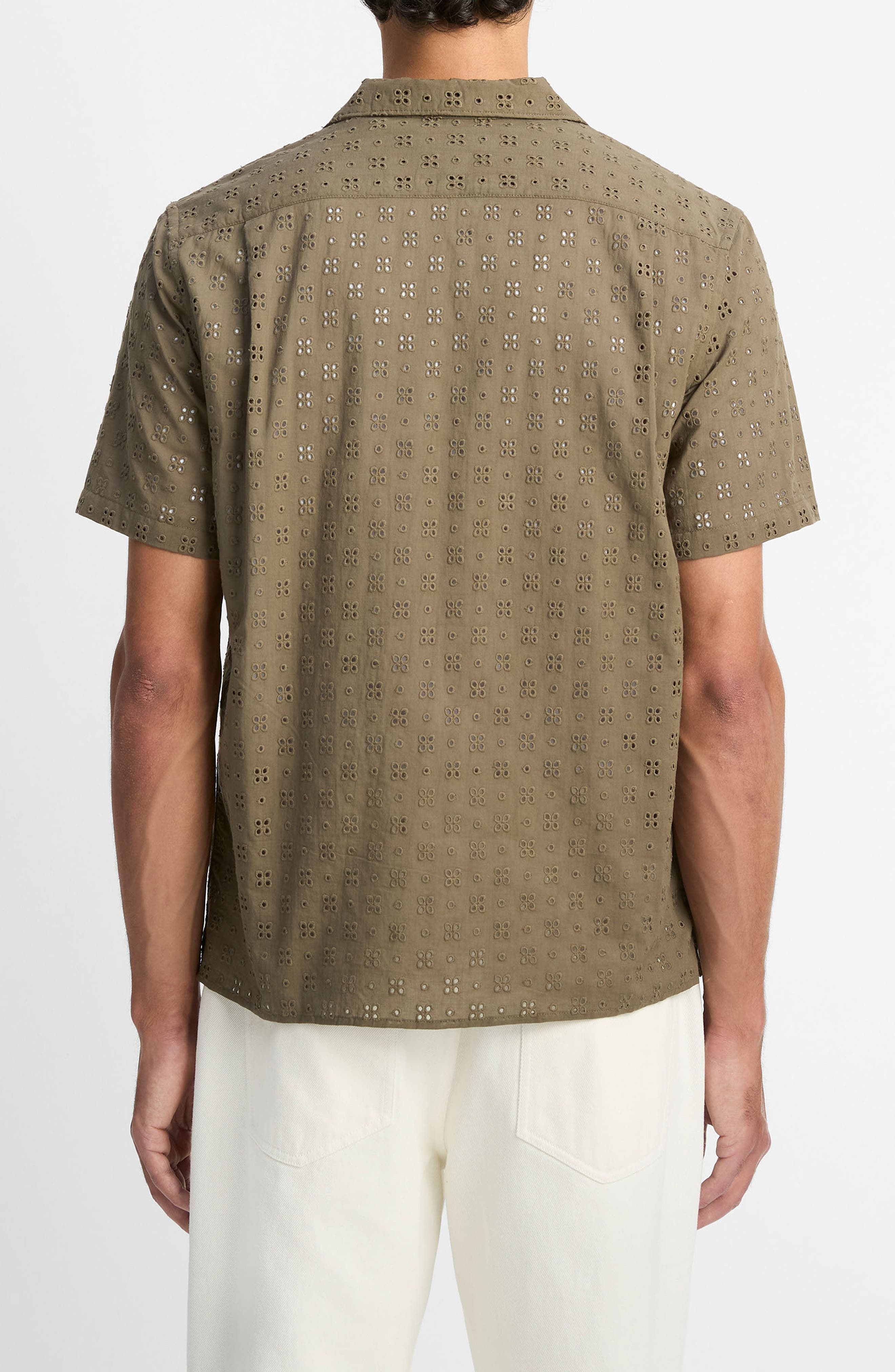 Vince Floral Eyelet Cotton Camp Shirt in Dome at Nordstrom - 2