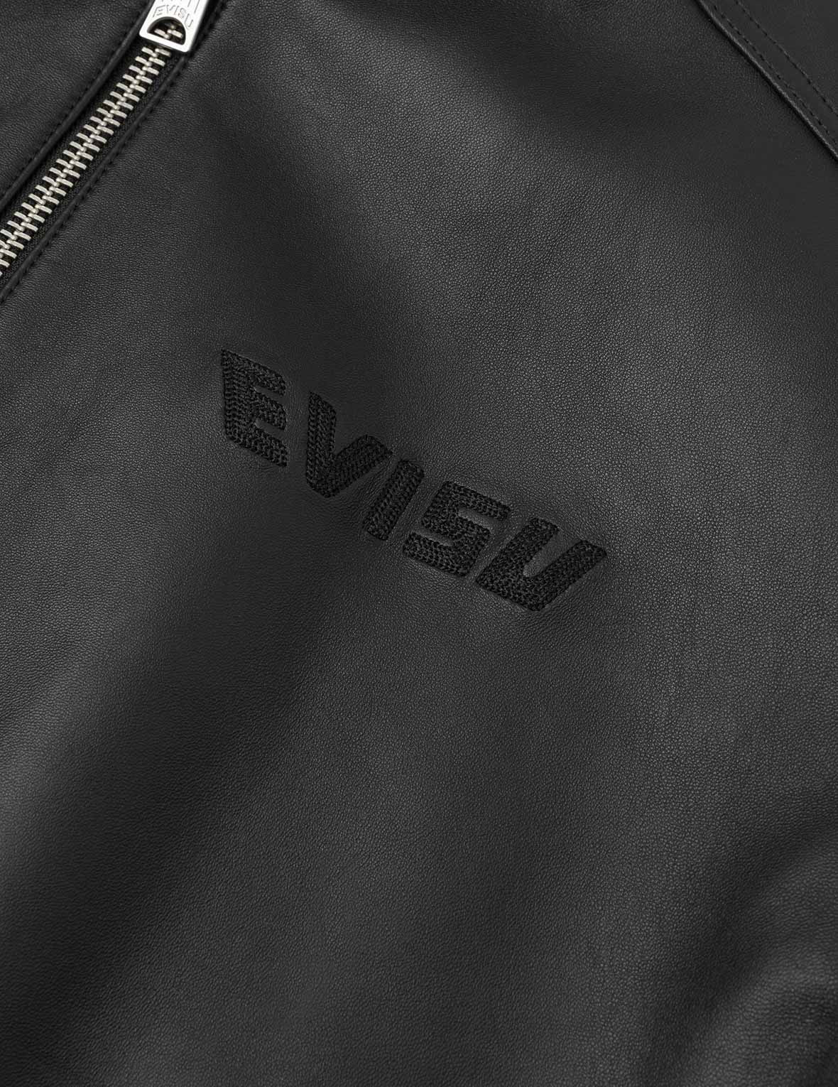 Logo and Seagull Embroidery Regular Fit Leather Jacket - 6