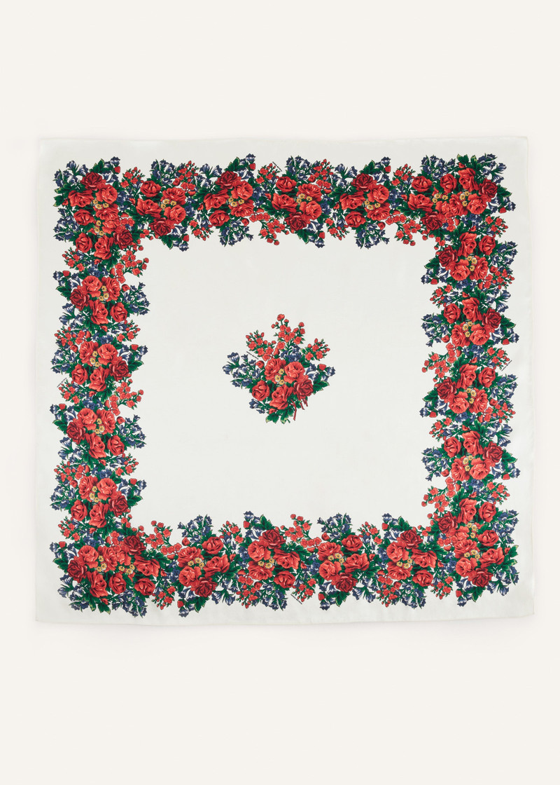 MAGDA BUTRYM Folk floral print scarf in cream outlook