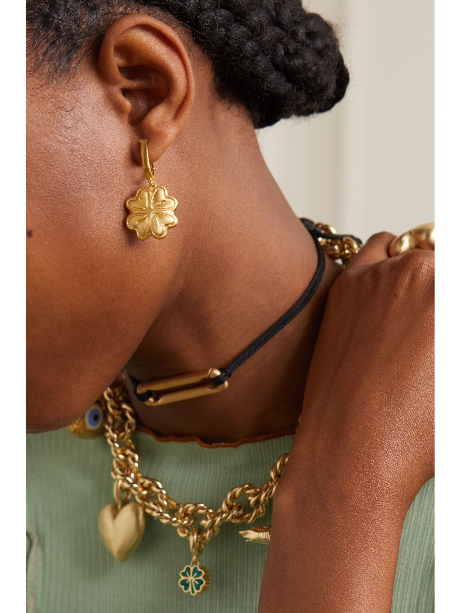 Four Leaf Clover 14-karat gold earrings Gold - 4