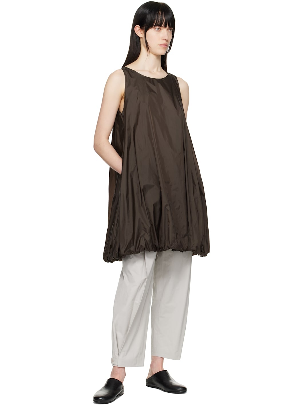 Brown Nylon Volume Minidress - 5