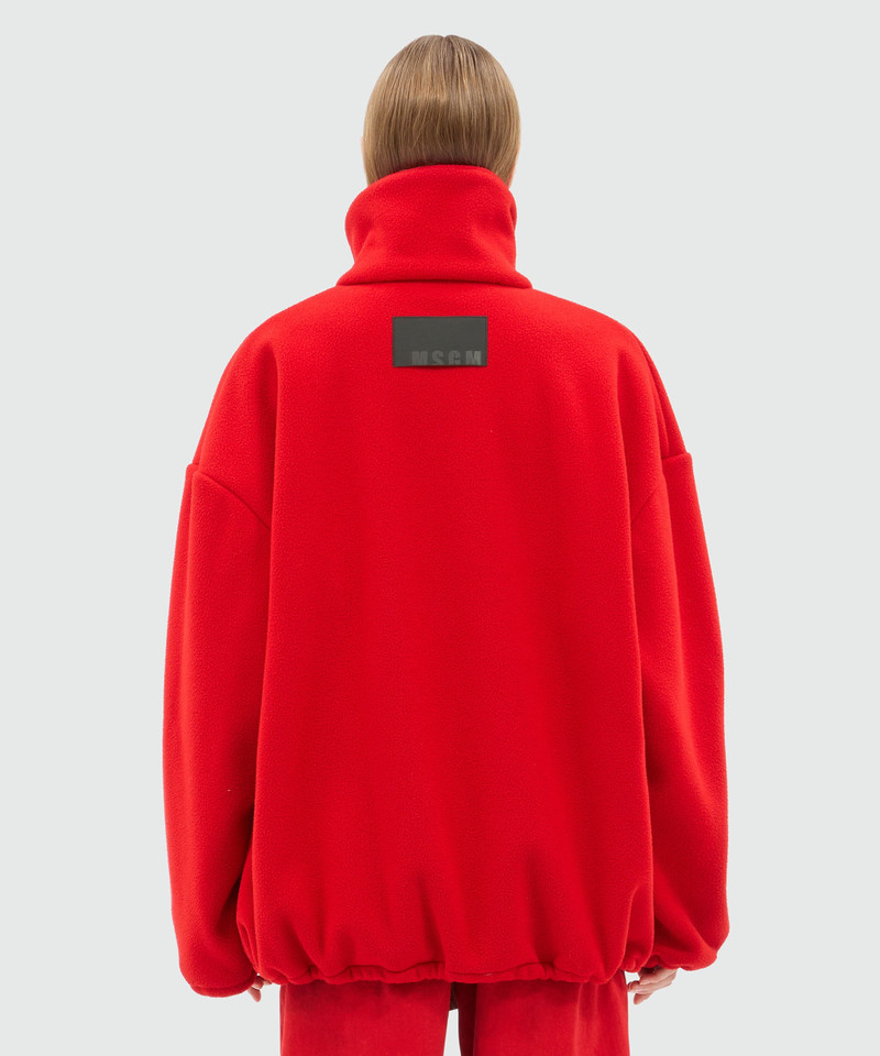 MSGM Maxi red fleece sweatshirt with zip outlook