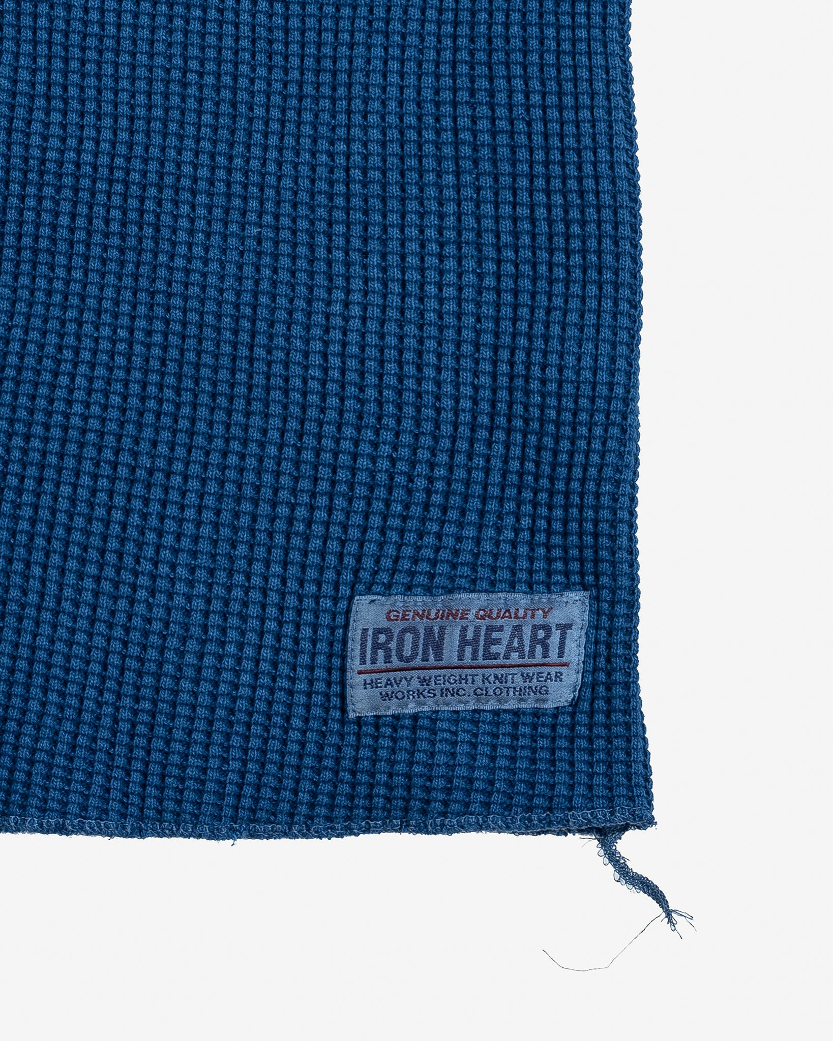 IHTL-1213-IND Waffle Knit Long Sleeved Thermal Henley - Indigo Dyed - 11
