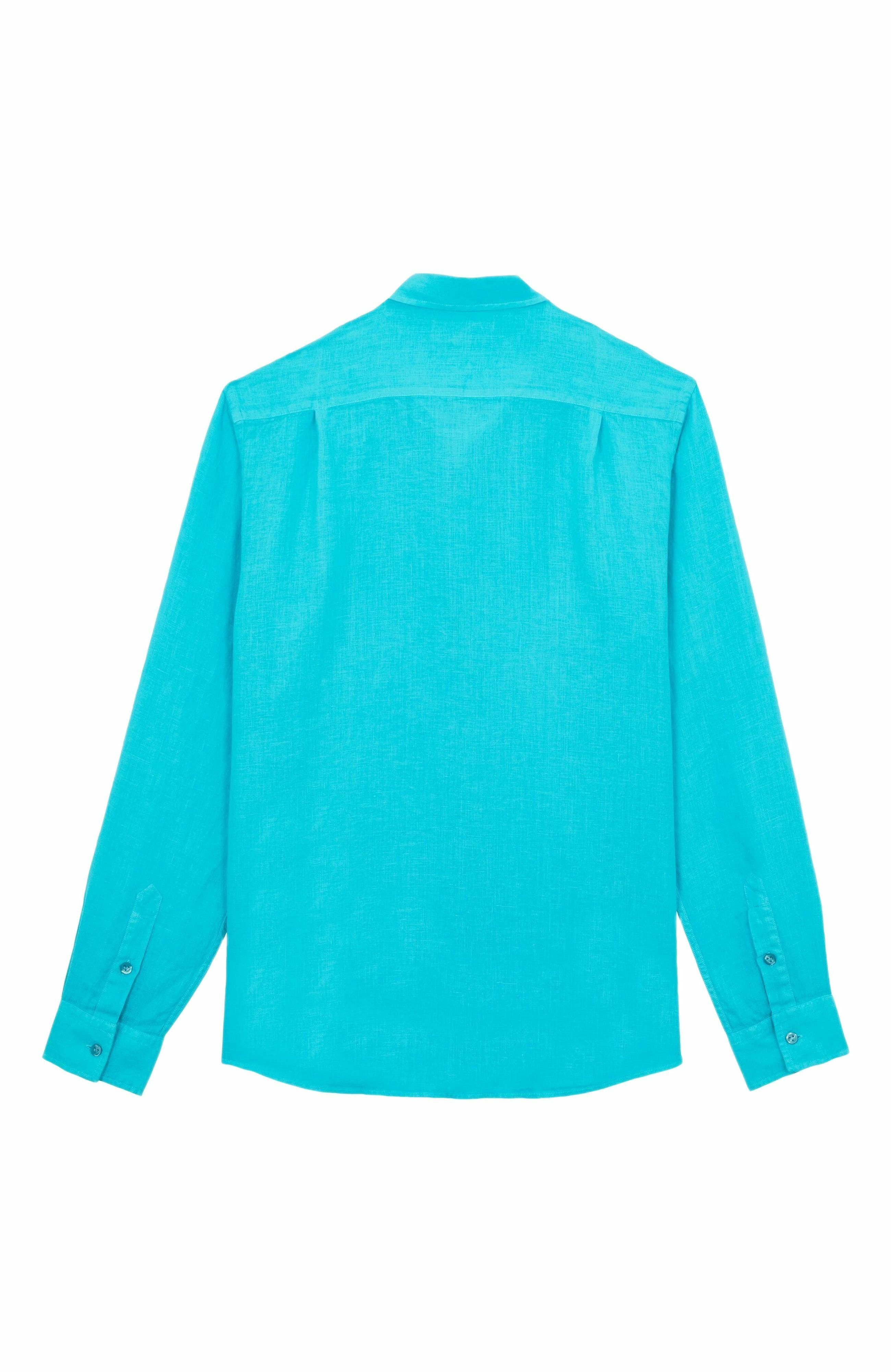 Vilebrequin Men's Solid Linen Shirt in Vert Disco at Nordstrom - 3
