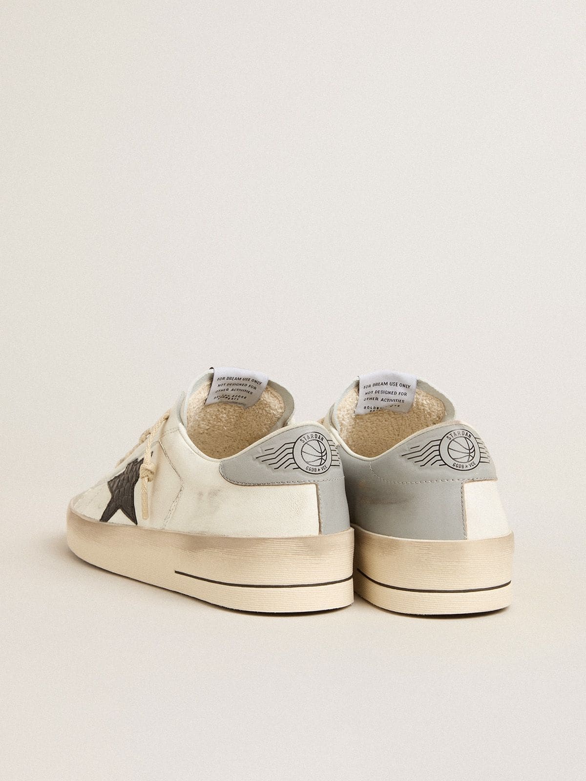 Men’s Stardan in white nappa with croc-print leather star and gray heel tab - 4
