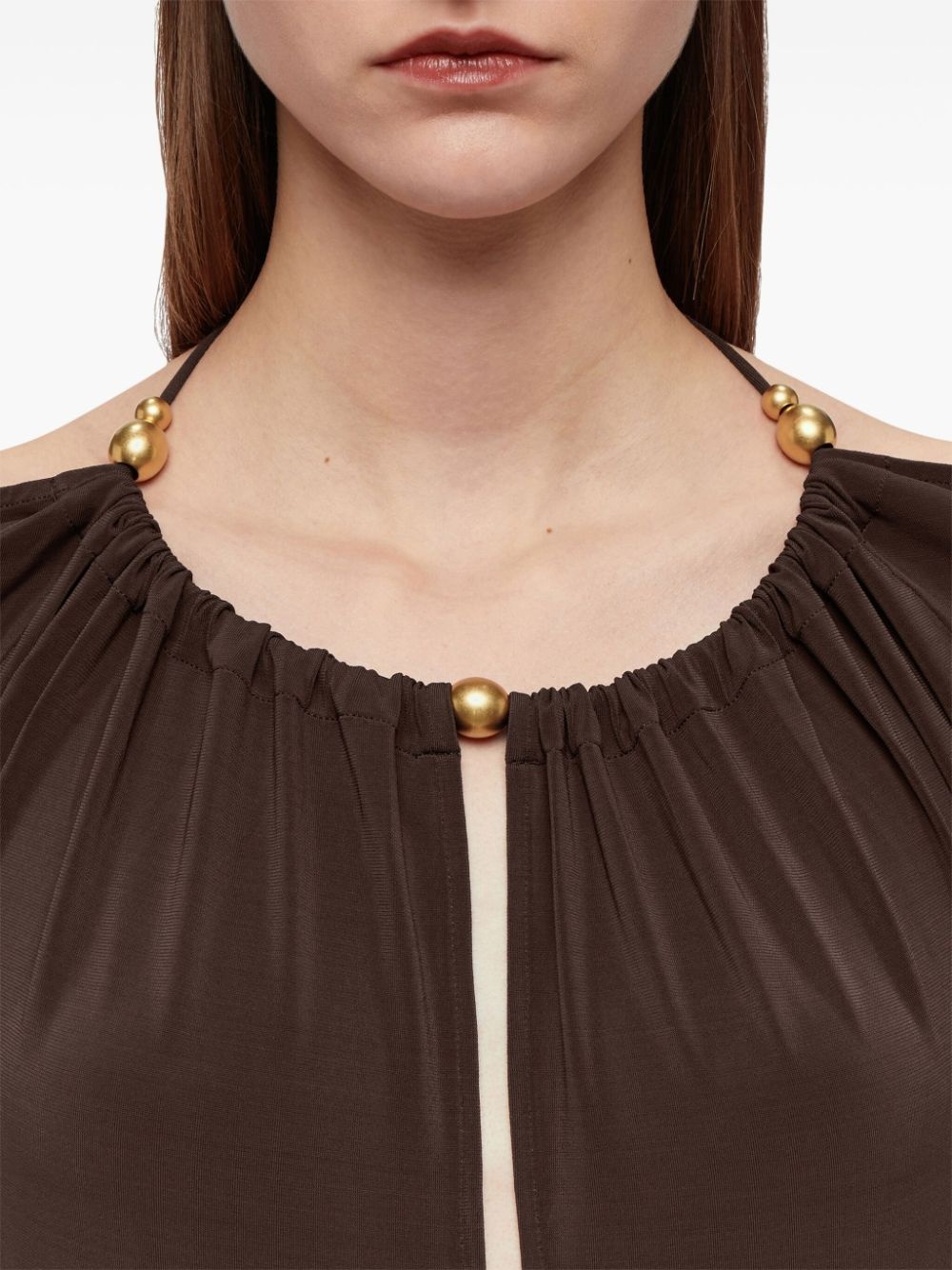 open-back crepe maxi dress - 4