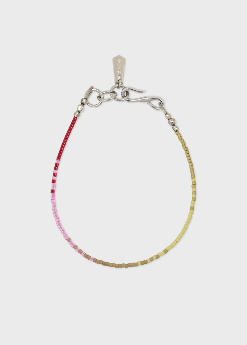 Khaki and Pink Beaded Bracelet 1