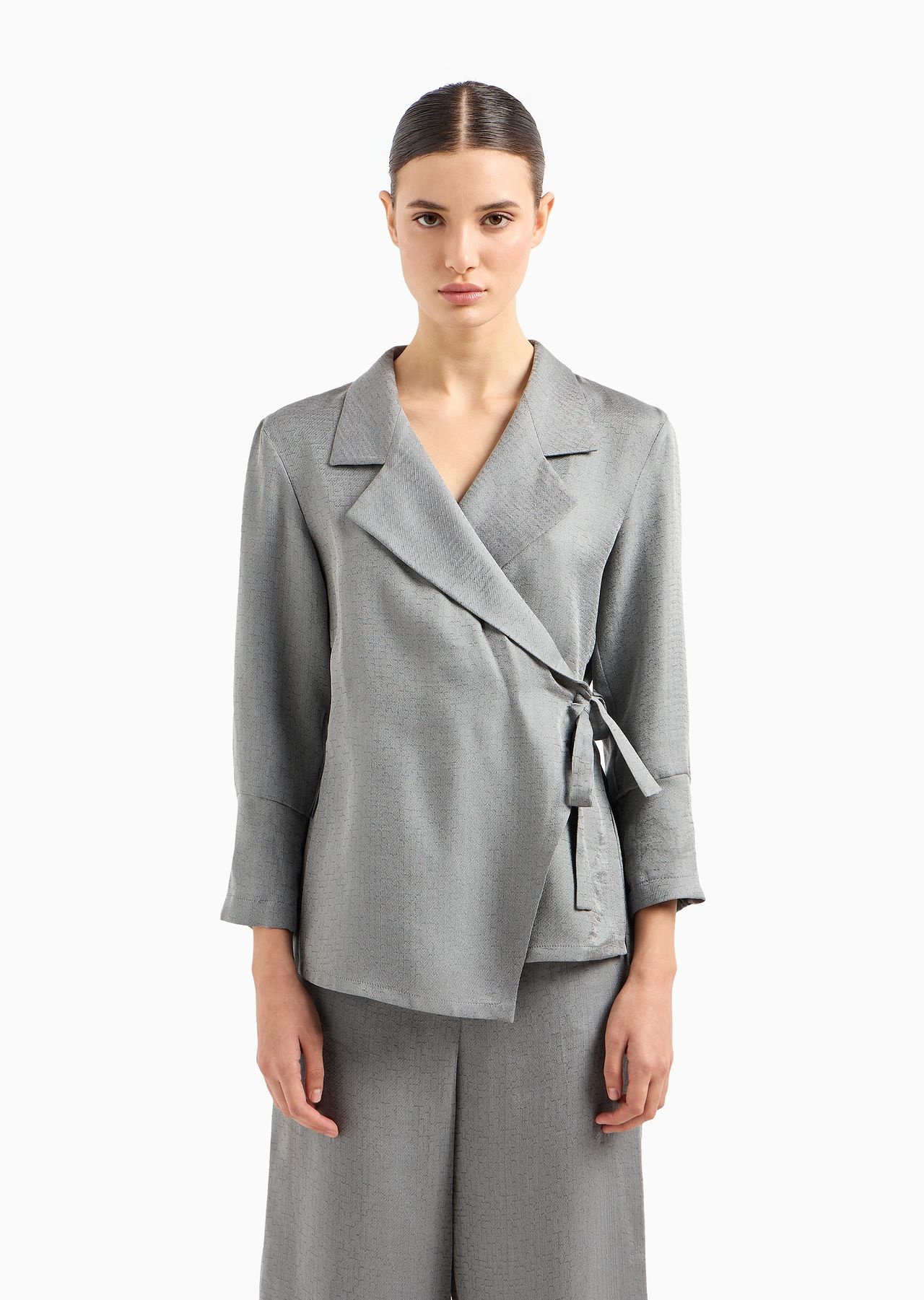 Double fabric jacket with side tie - 2