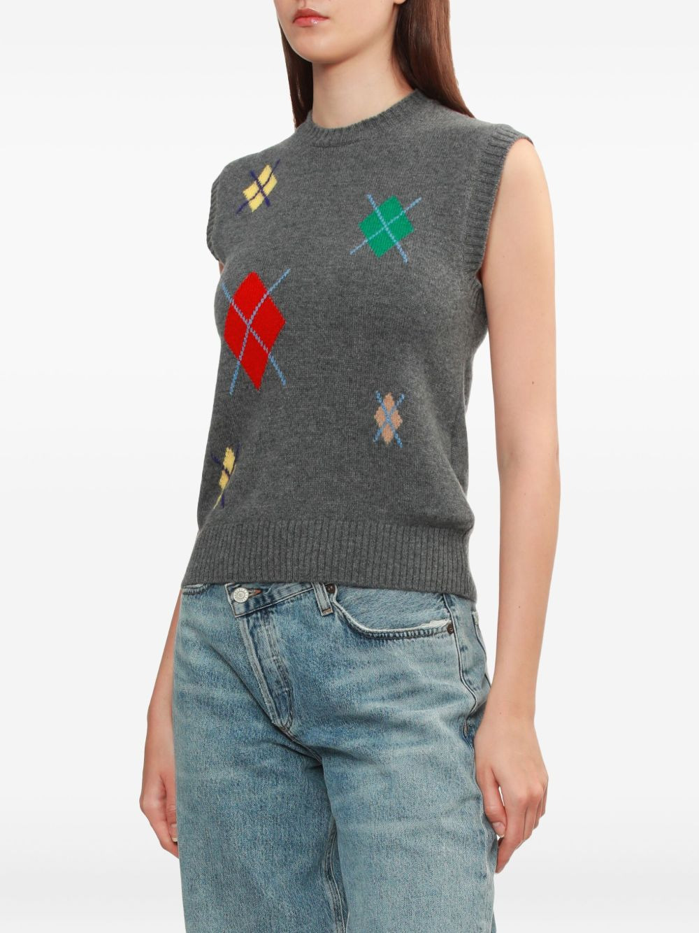 diamond-pattern sleeveless top - 3