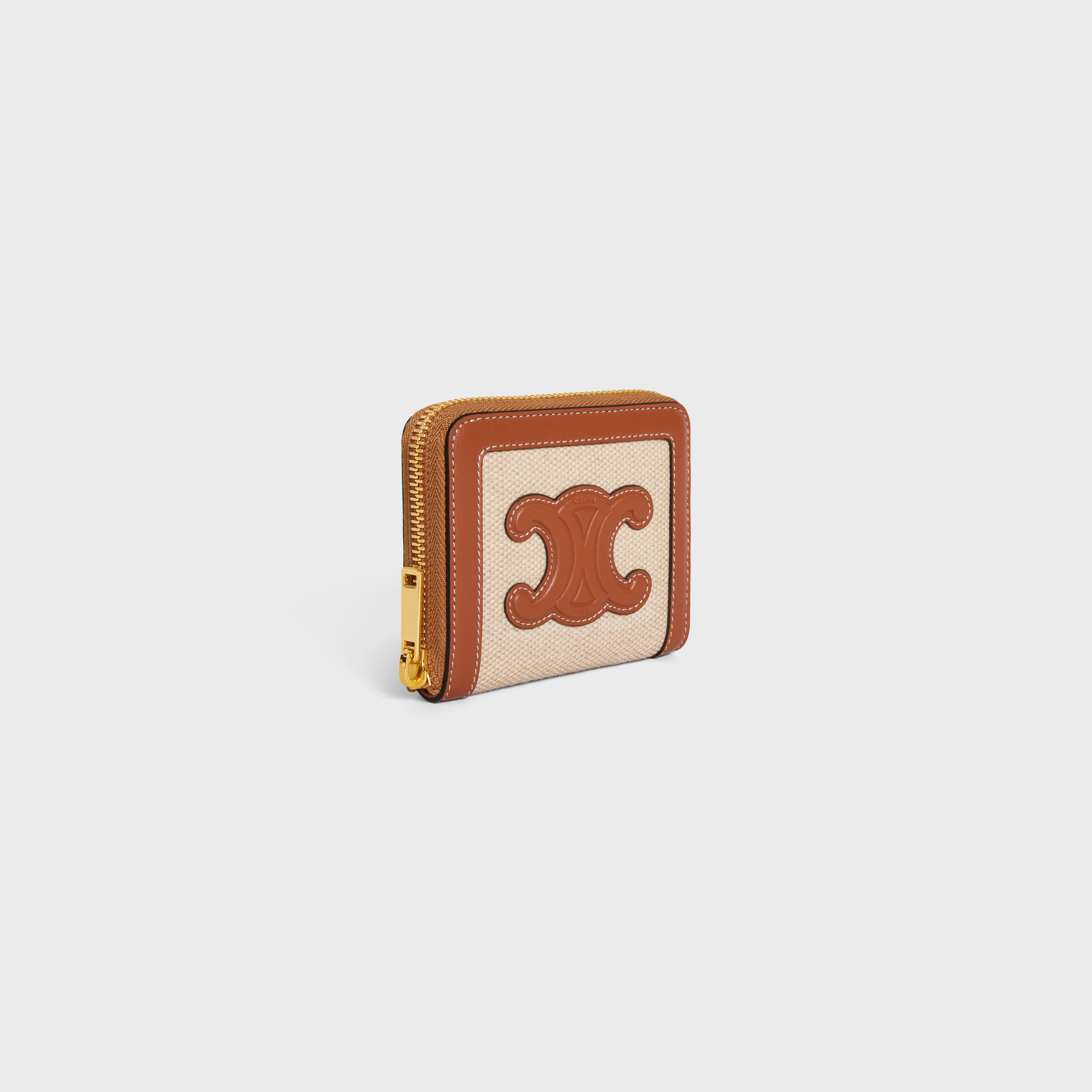 COMPACT ZIPPED WALLET CUIR TRIOMPHE in Textile and calfskin - 2