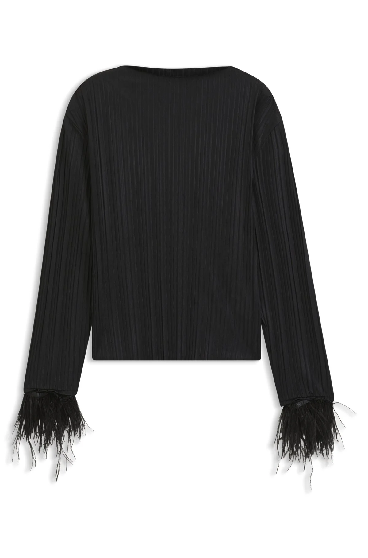 SLIM-FIT MOCK-NECK TOP WITH FEATHER DETAILS - 1