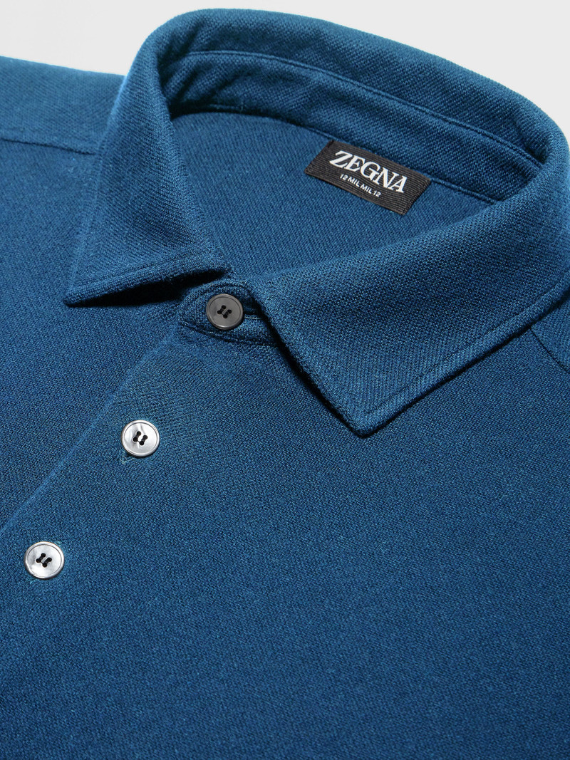 TEAL BLUE MÉLANGE 12MILMIL12 WOOL POLO SHIRT 4