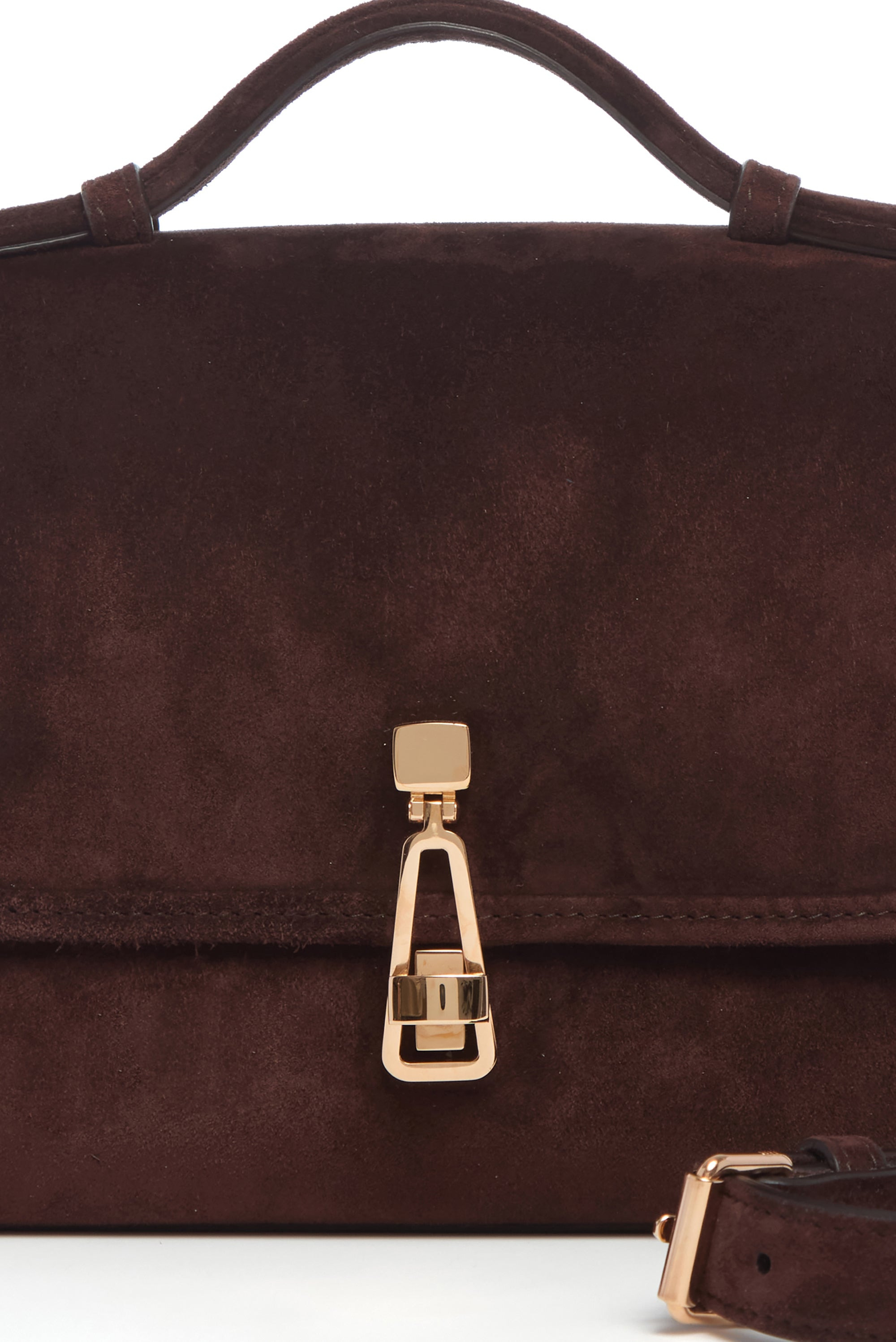 Small Leonora Flap Bag in Dark Brown Suede - 6