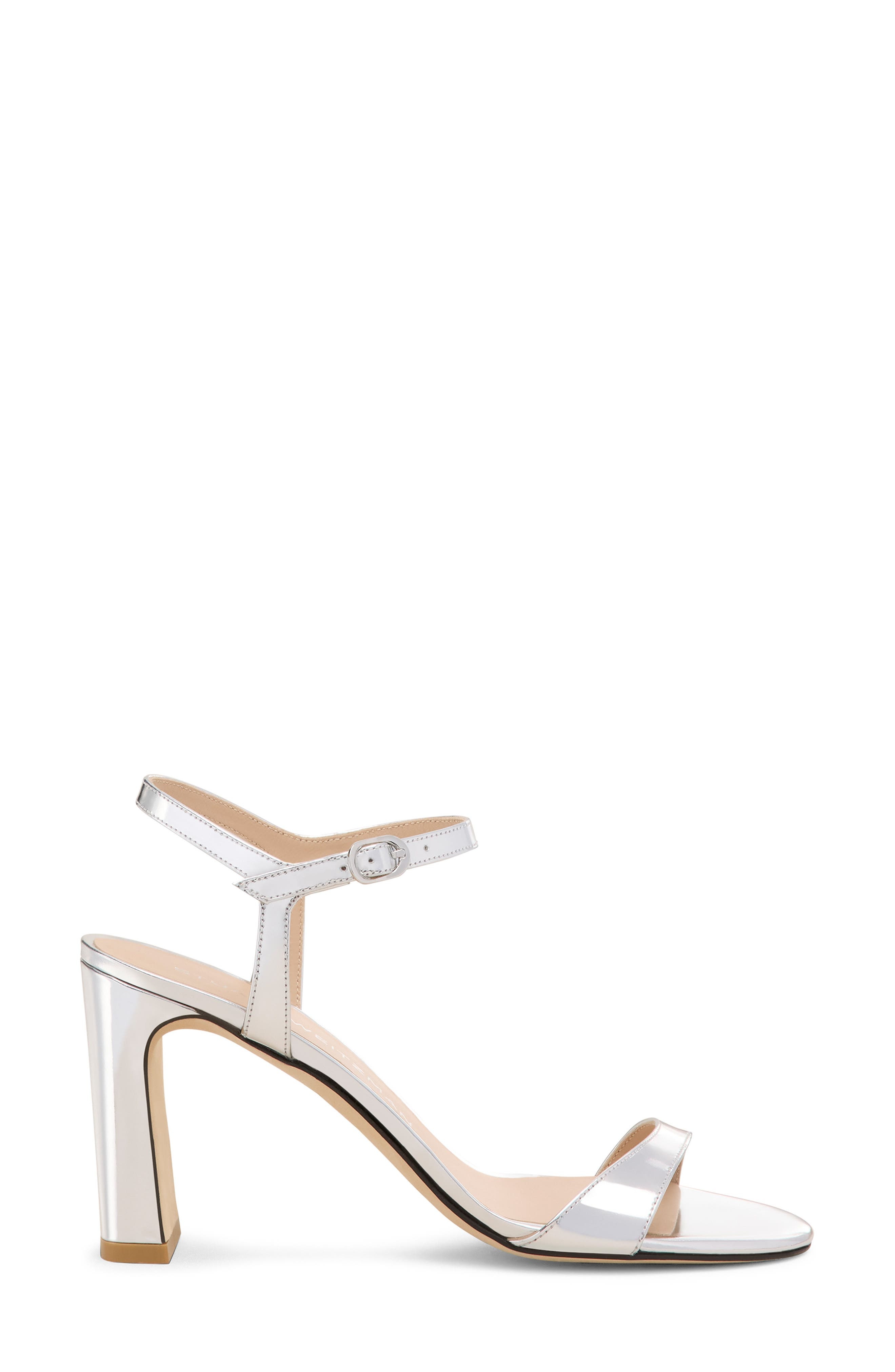 Stuart Weitzman Babette 85 Ankle Strap Sandal in Silver at Nordstrom - 2