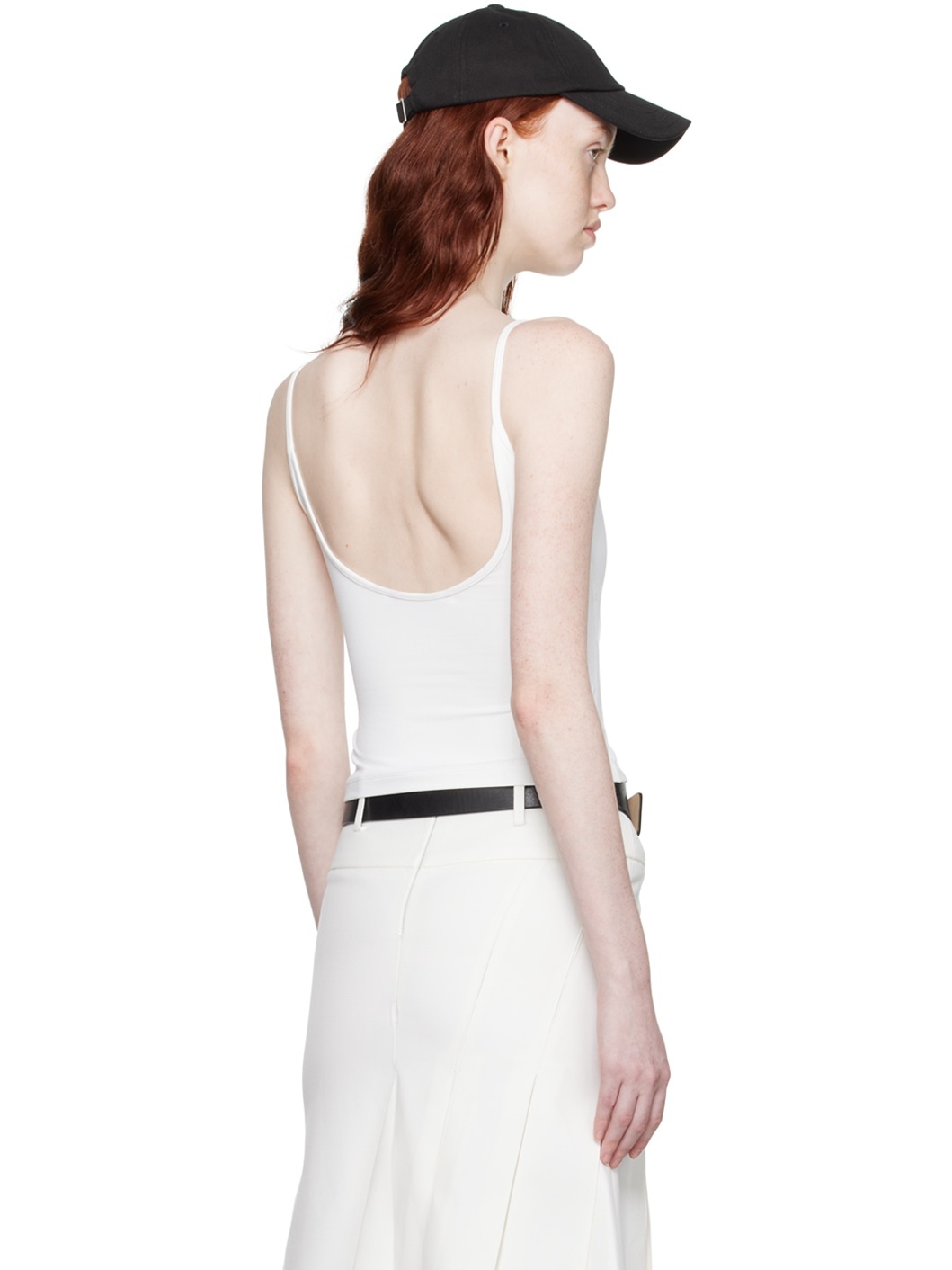 White Deep U-Cut Tank Top - 3