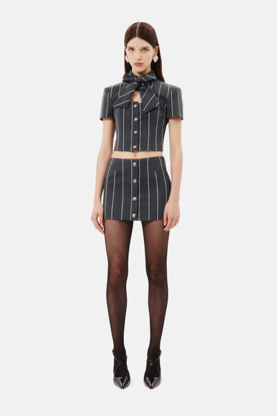 Alessandra Rich LIGHT WOOL PINSTRIPE CROPPED JACKET WITH BOW outlook