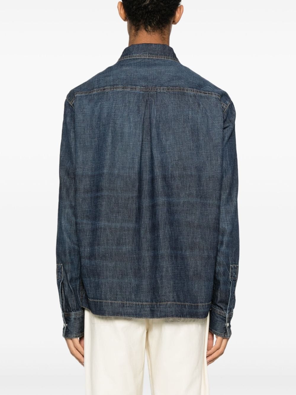 monogram track denim jacket - 4