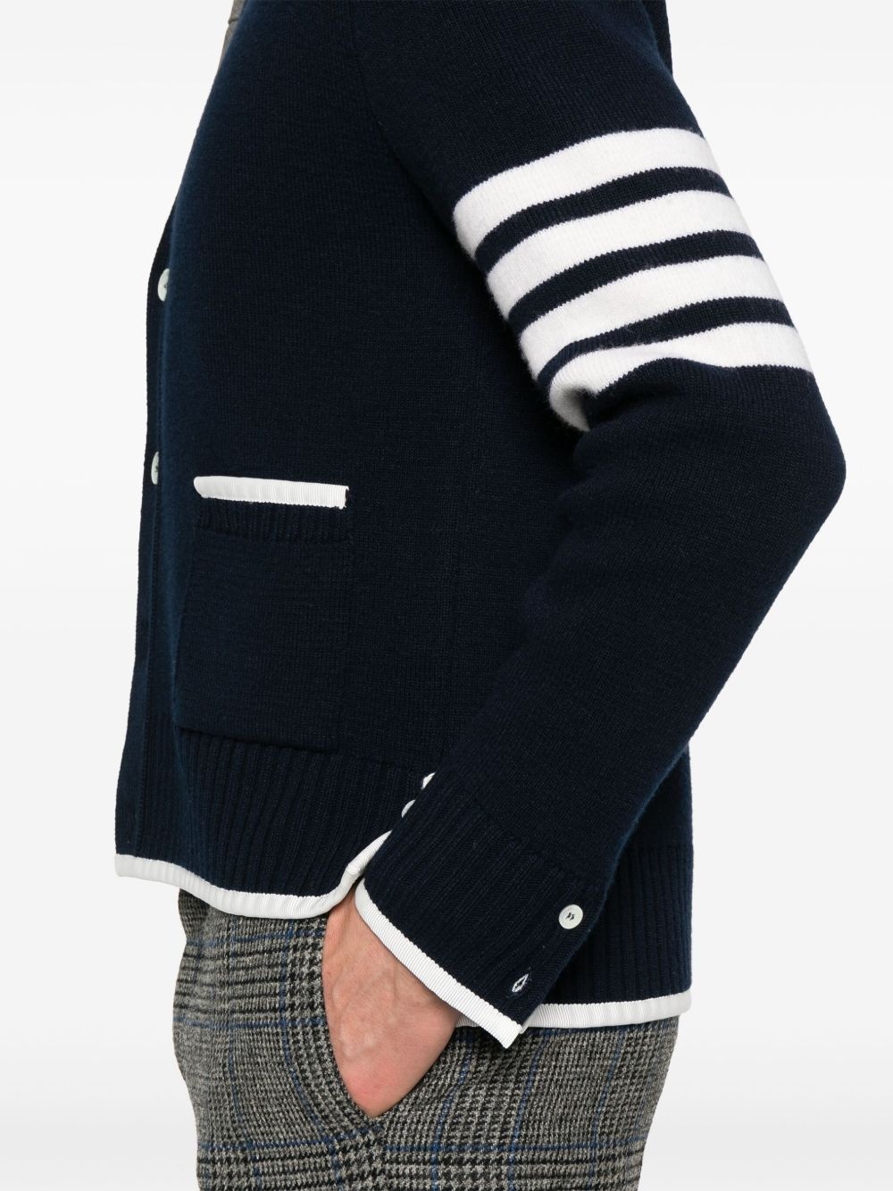 4-Bar stripe virgin wool cardigan - 5