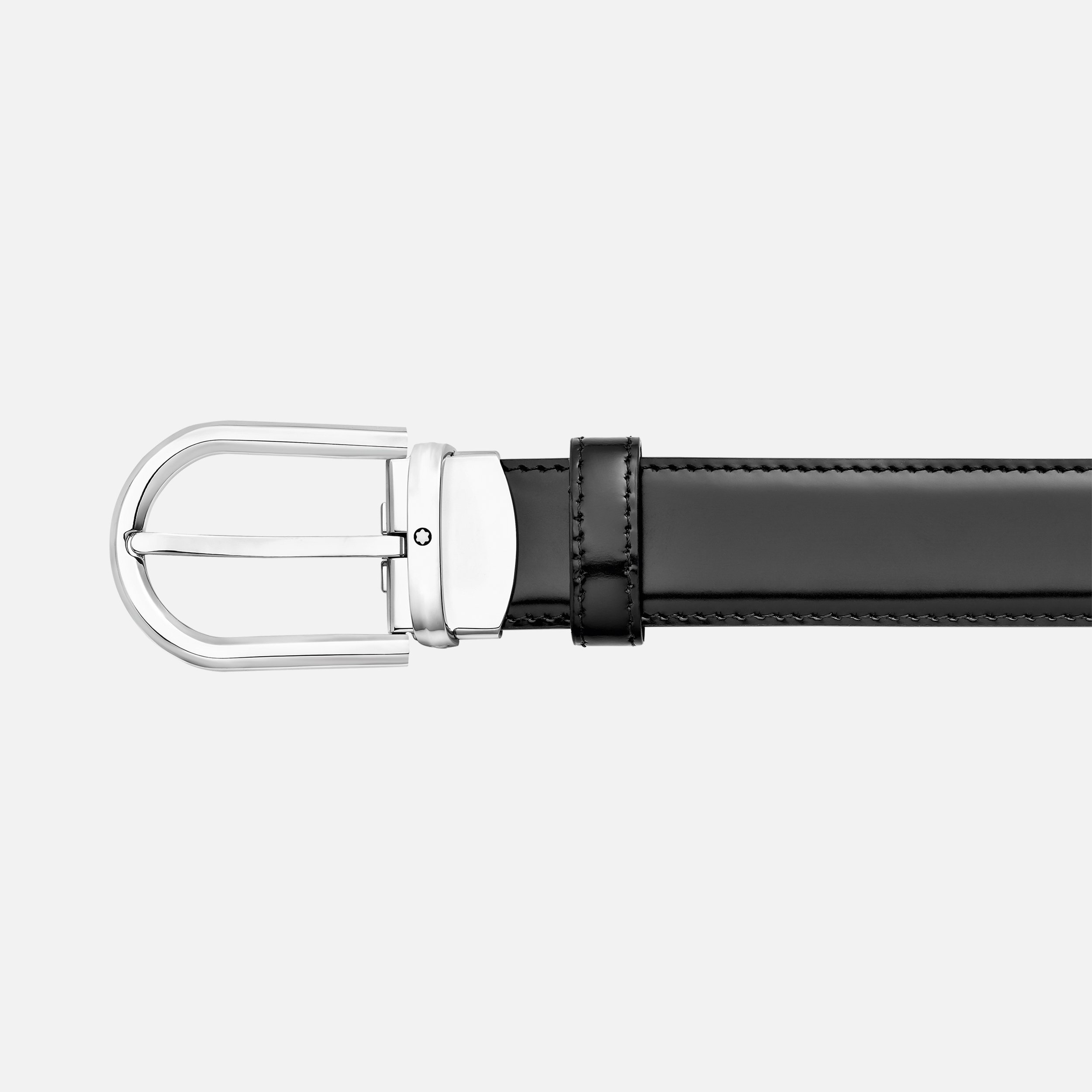 Horseshoe buckle black 30 mm leather belt - 2