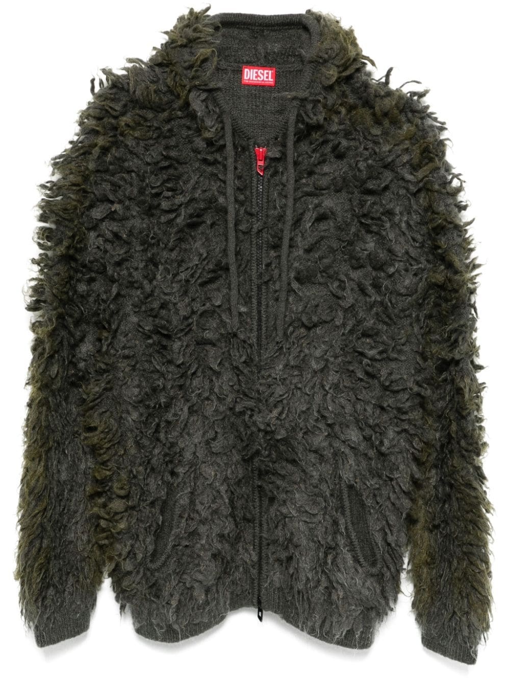 【DIESEL】k-whitman Men's Hooded cardigan in shaggy knit | Grey | Diesel