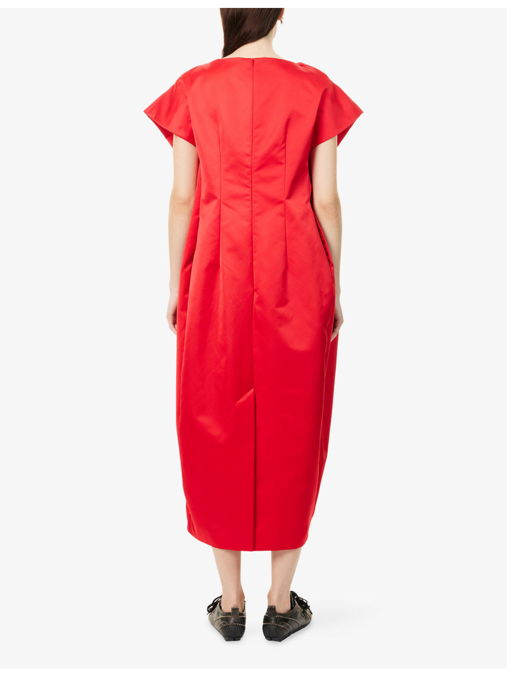 Ruched Duchess Woven Midi Dress - 4