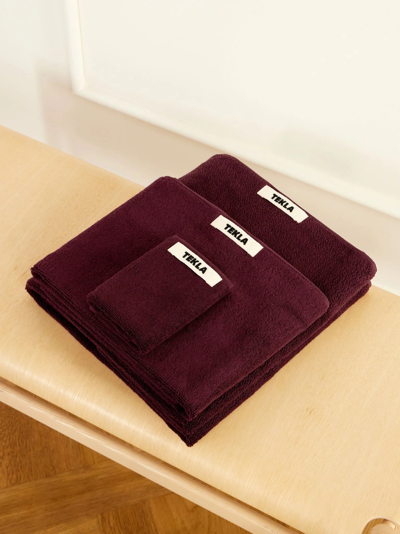 Set of three organic cotton-terry towels Dark brown - 1