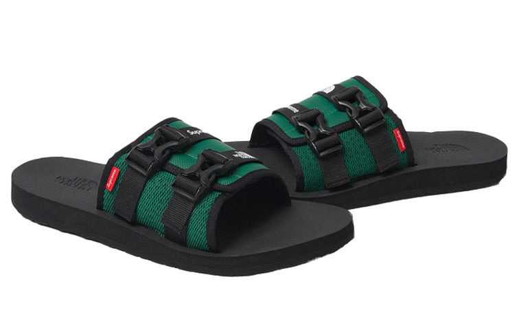 THE NORTH FACE x Supreme Trekking Base Camp Strap Slides 'Black Green' NF0A7W6N-NL1 - 3