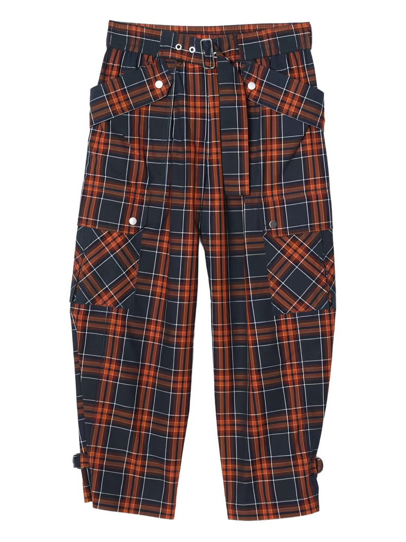 plaid-pattern cropped trousers 1