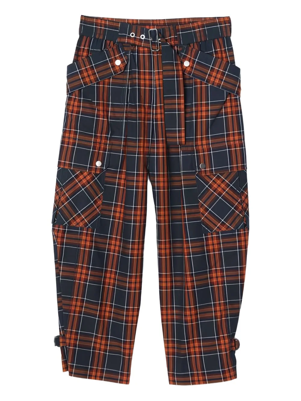 plaid-pattern cropped trousers - 1