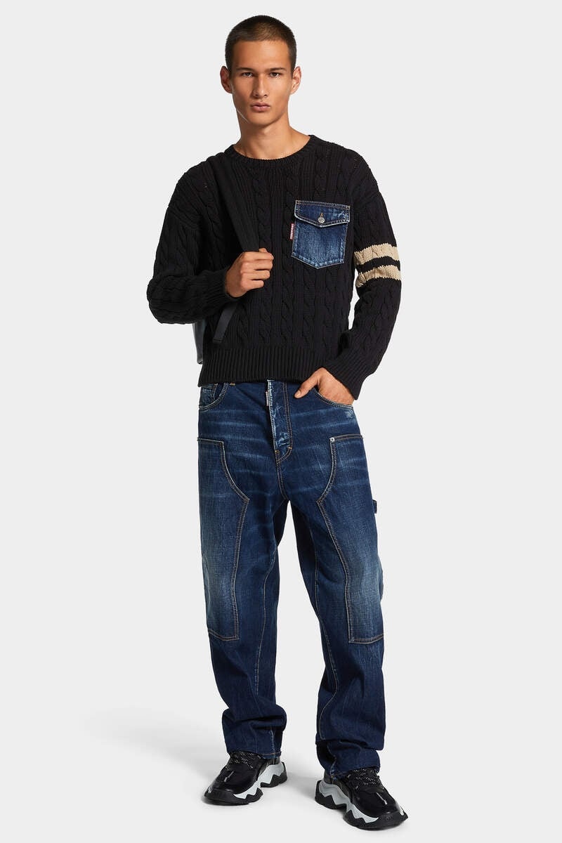 DARK SEMPLICE LOOSE CARPENTER JEANS - 3