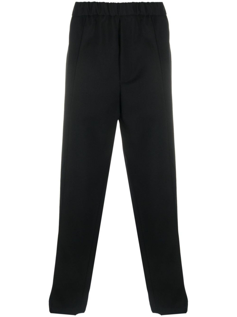 elasticated-waistband wool trousers 1