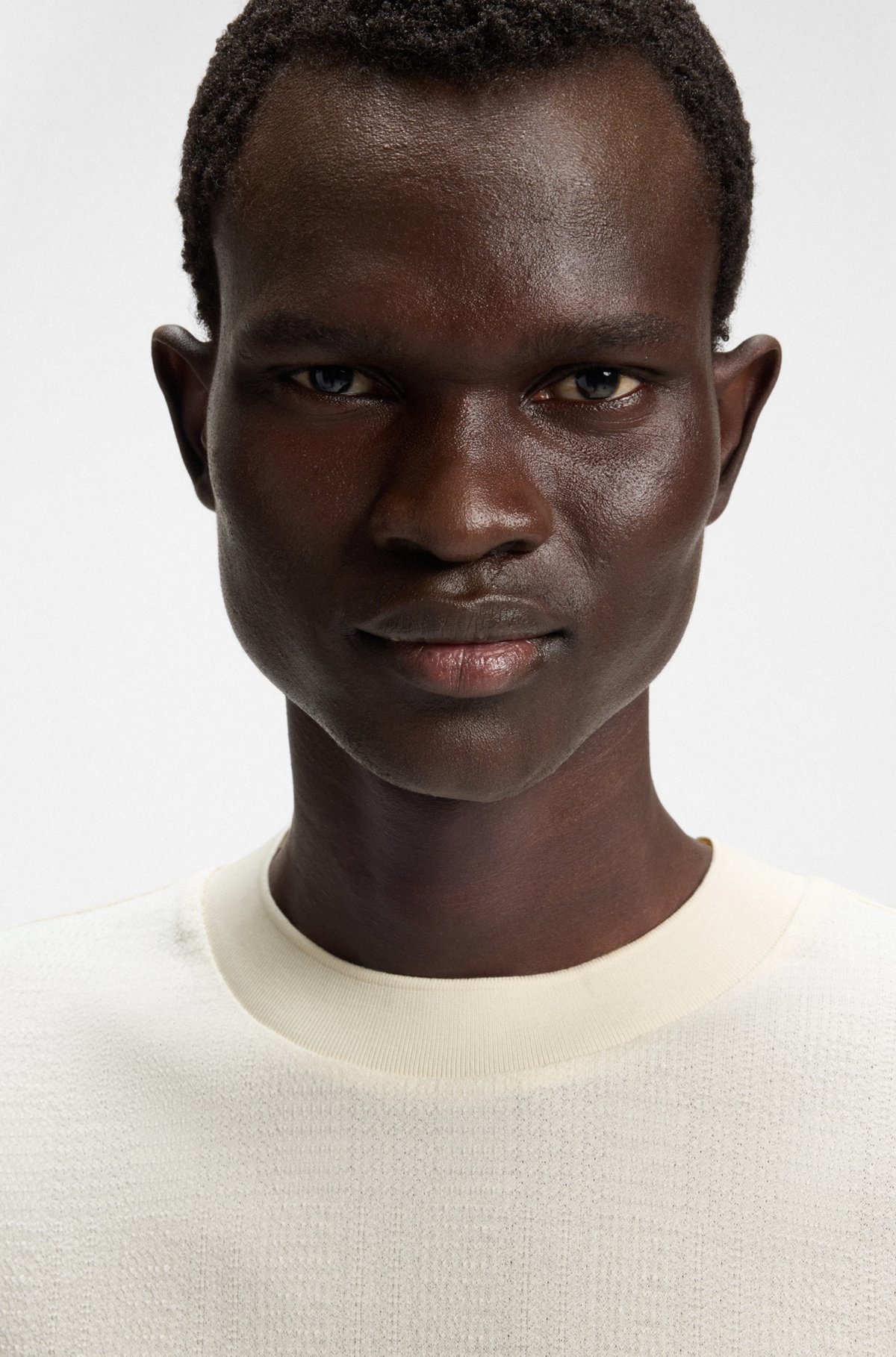 COTTON-SILK T-SHIRT WITH PRINCE OF WALES CHECK - 3