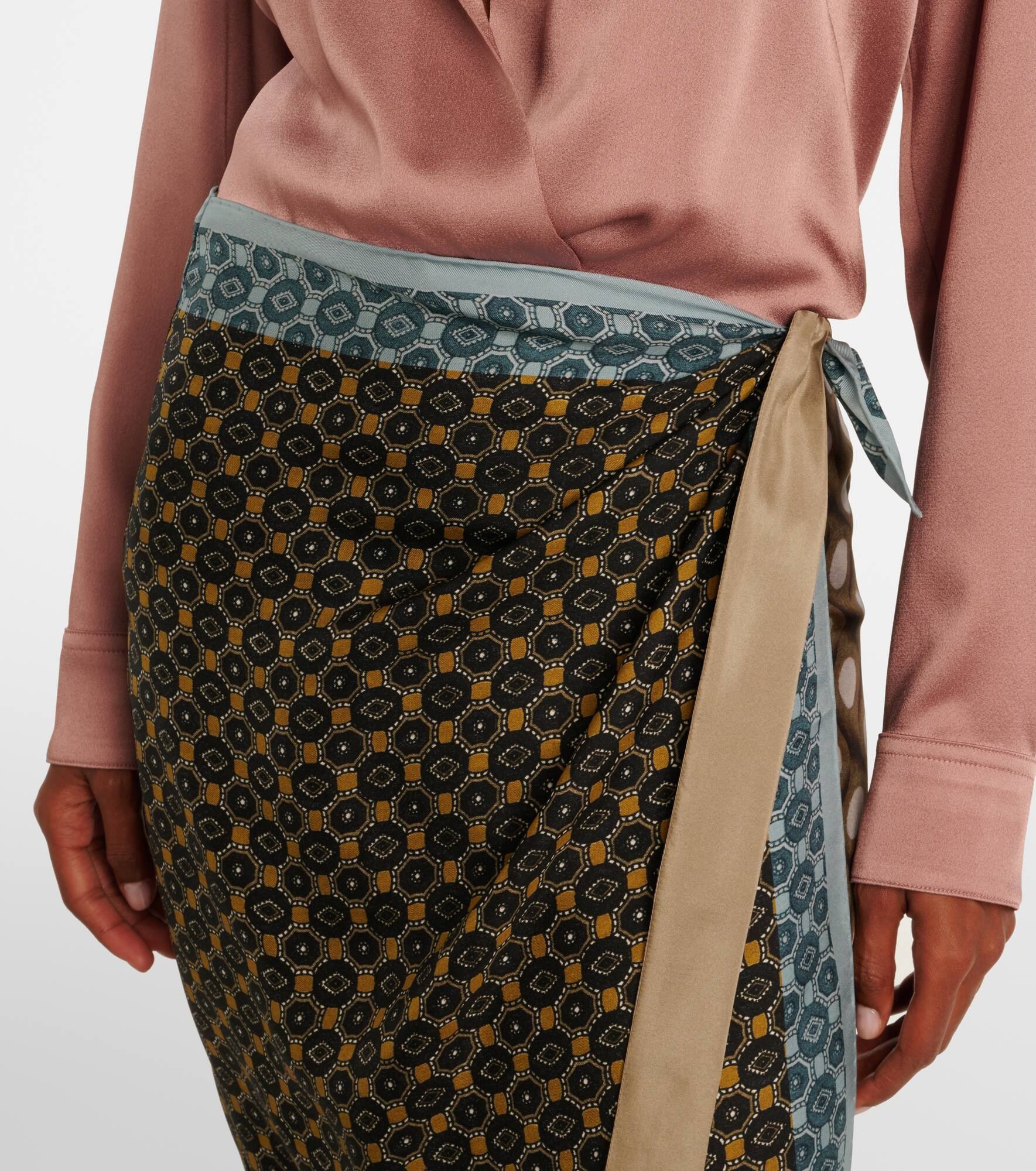 Printed silk wrap skirt - 4