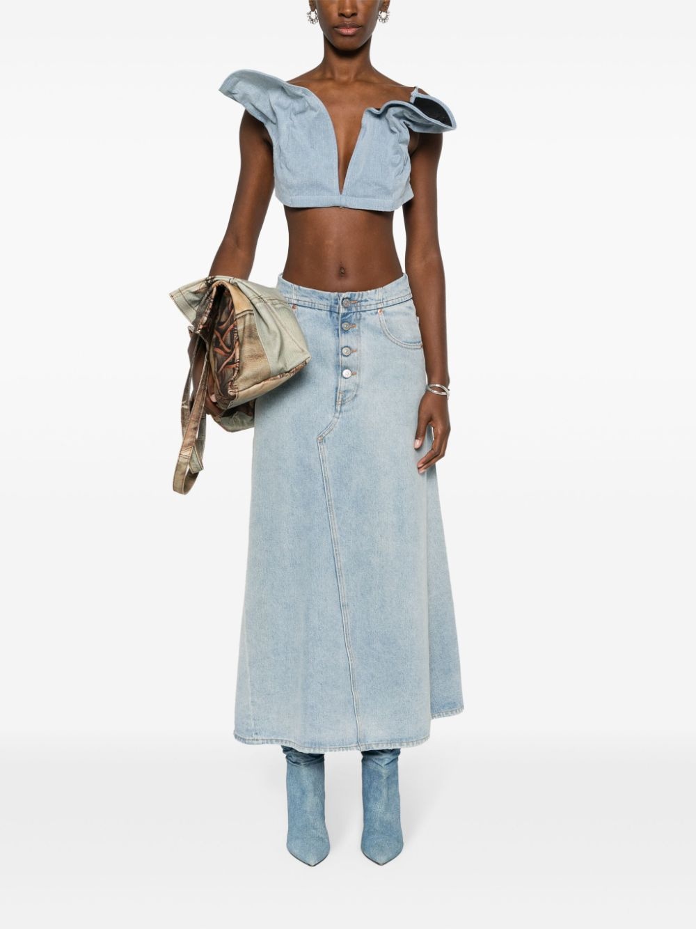 denim crop top - 2