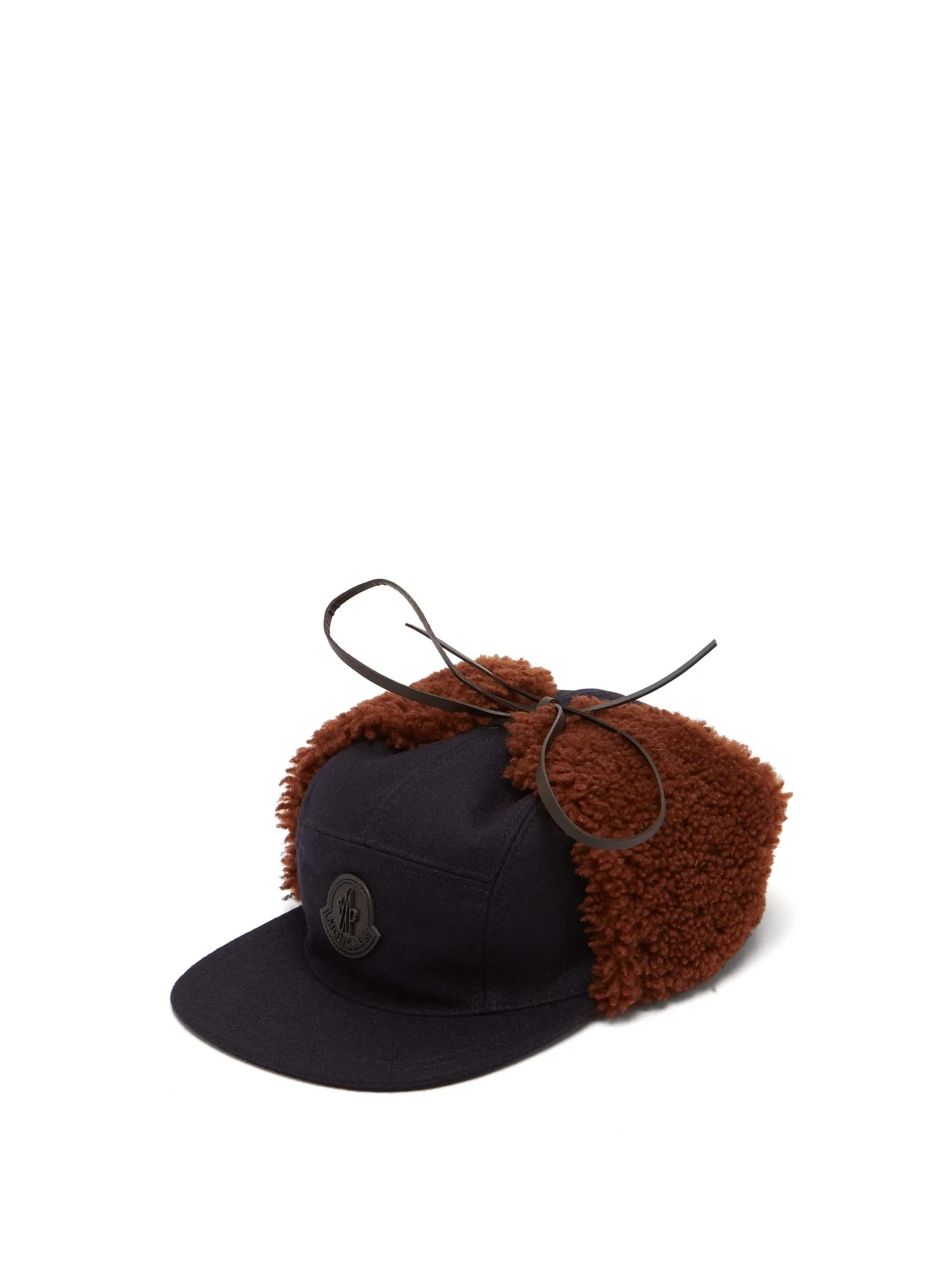 Shearling-trimmed wool-blend cap - 1