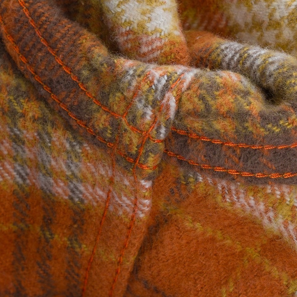IHSH-399-ORA 12oz Slubby Heavy Flannel Check Western Shirt - Orange - 12