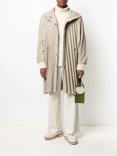 ISSEY MIYAKE pleated funnel-neck coat outlook