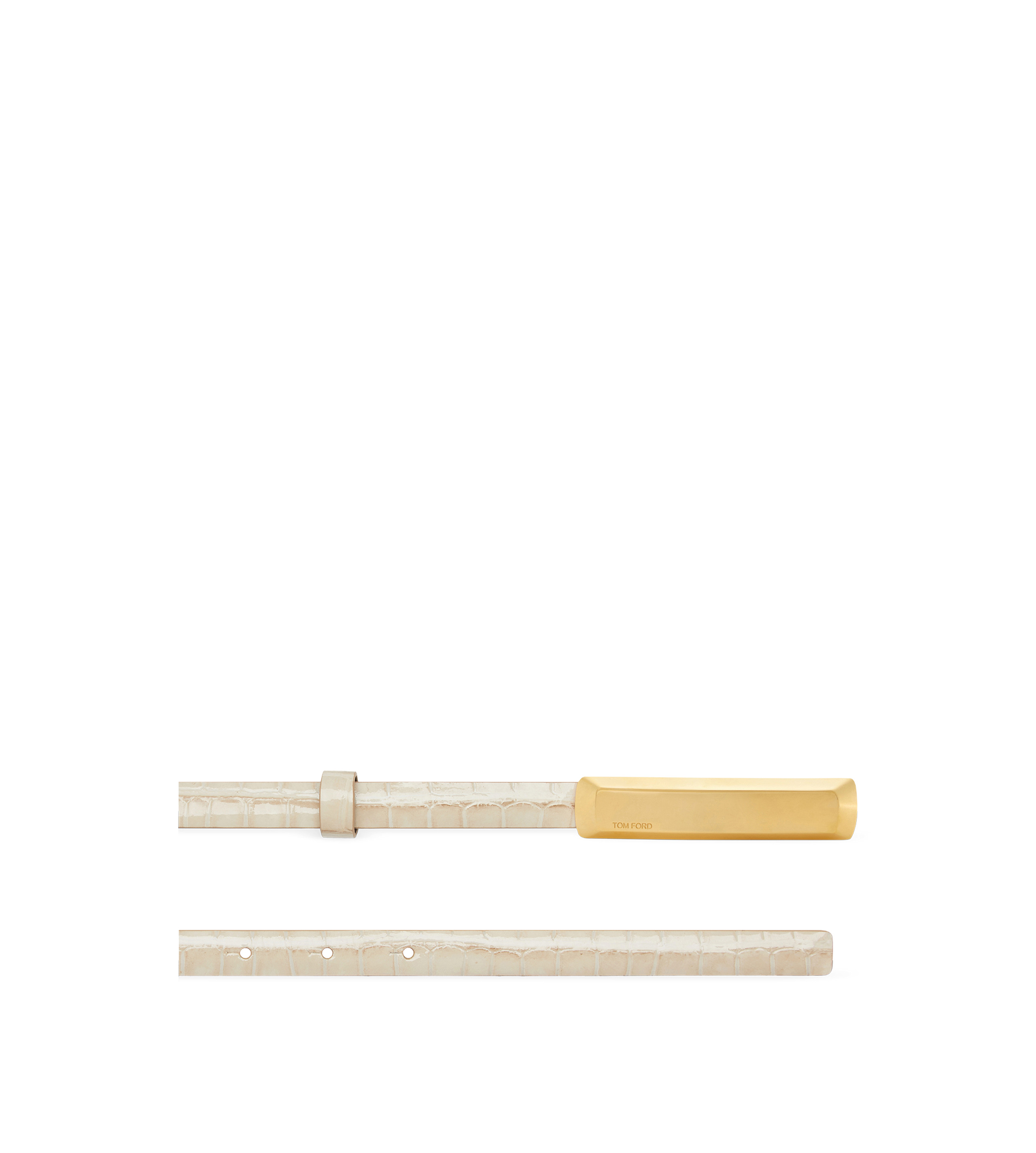 STAMPED CROCODILE LEATHER 15 MM BAR BELT - 2