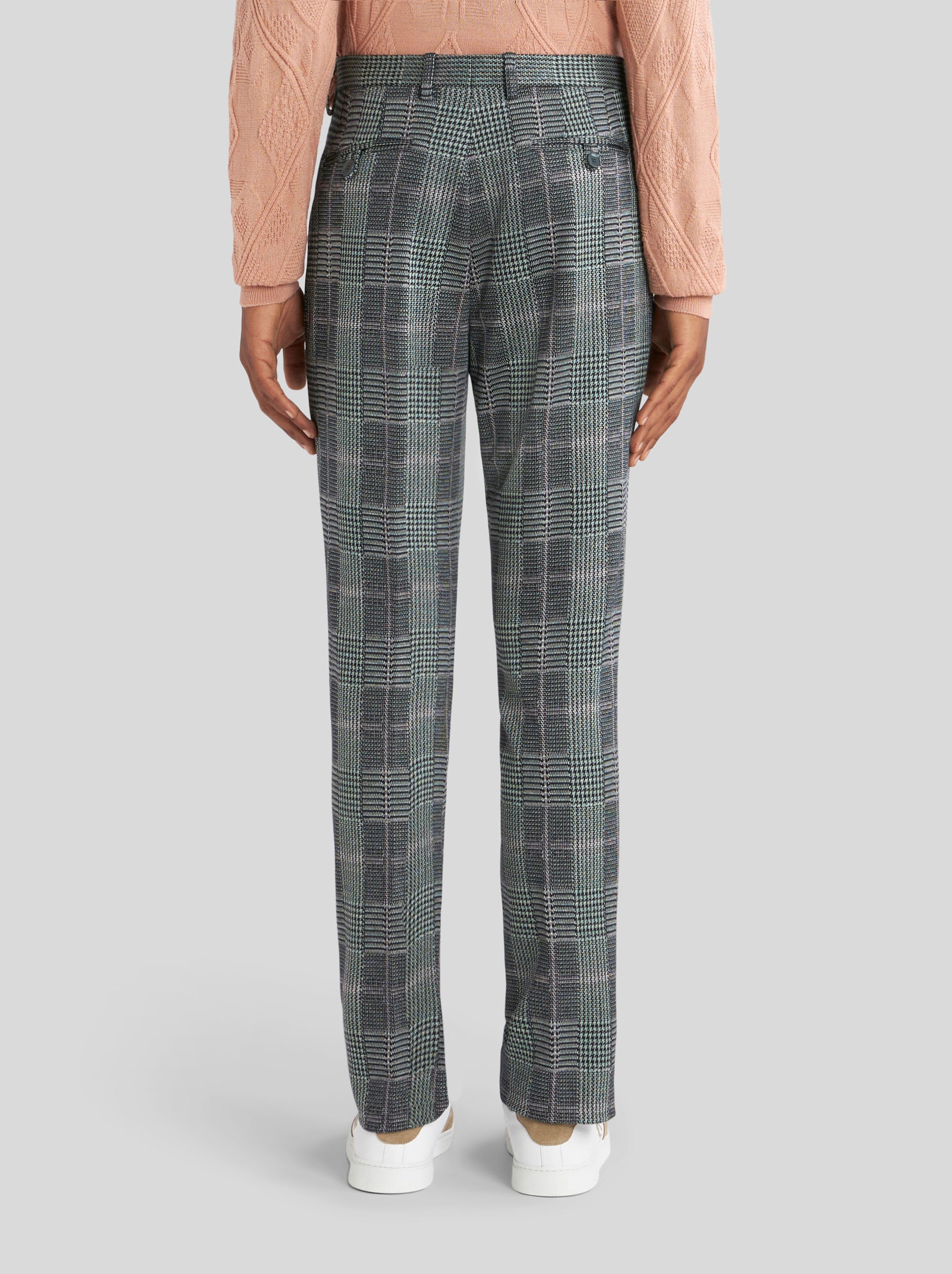 TAILORED CHECK TROUSERS IN JERSEY - 4
