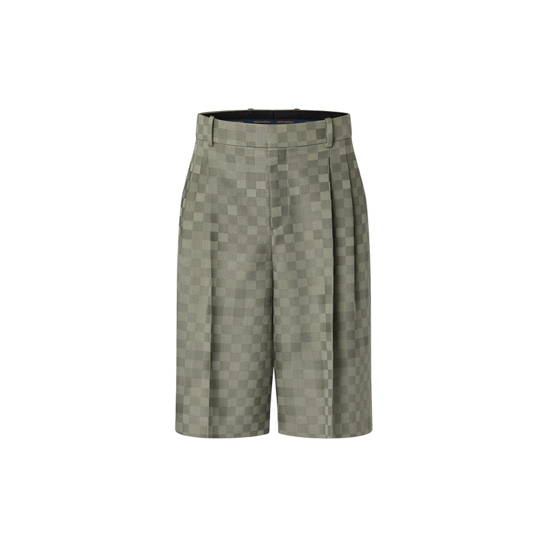 Tailored Wide Damier Wool Shorts 1