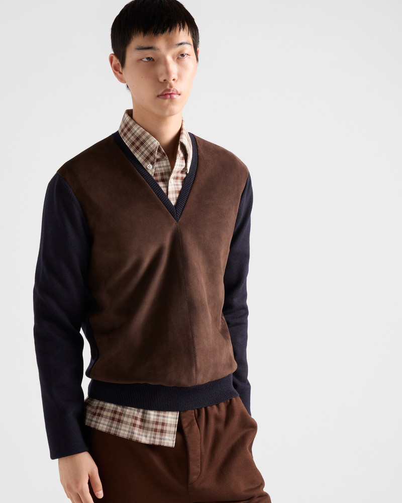 Superfine wool and suede sweater 4