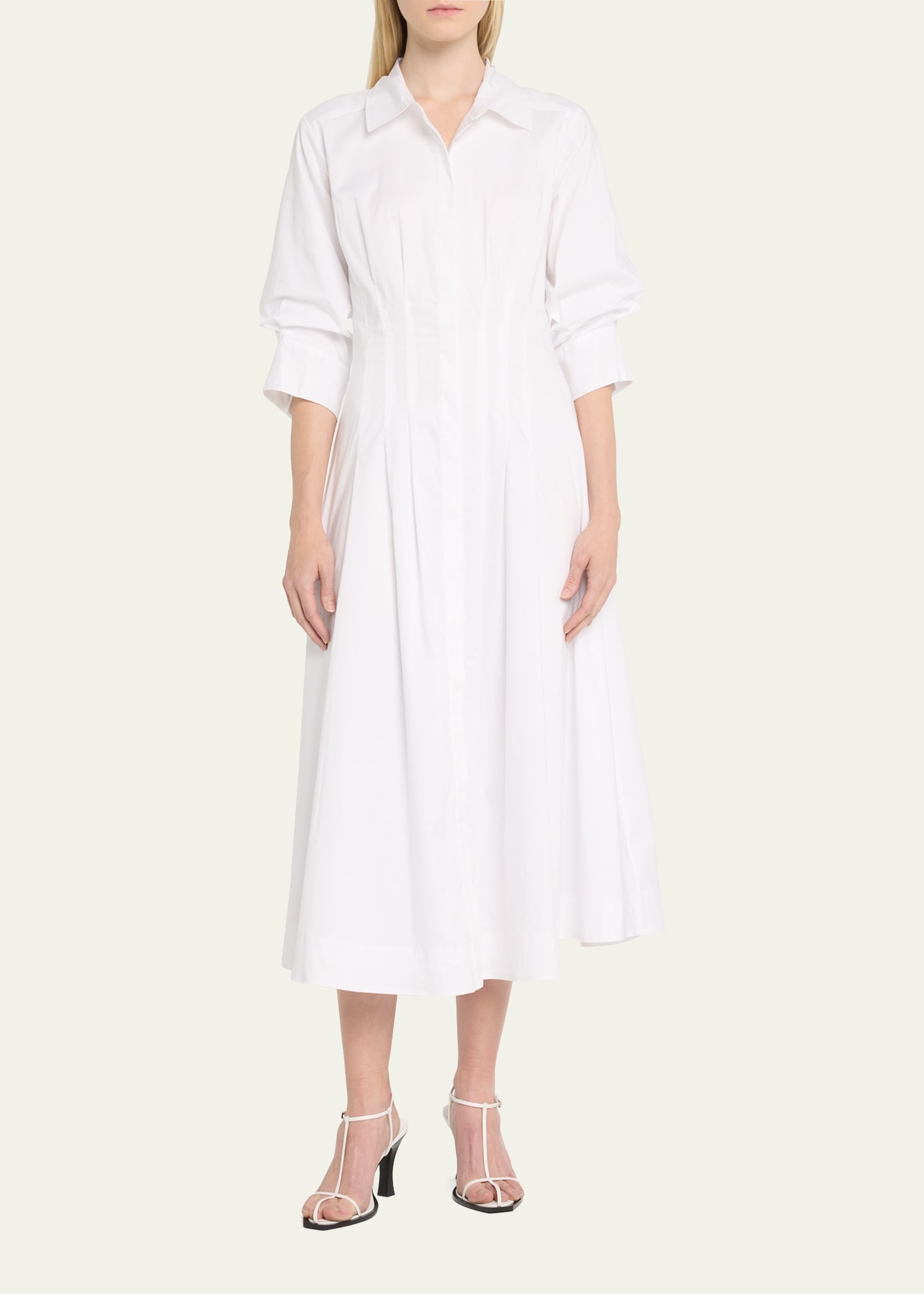 Jazz Core Cotton Poplin Pintuck Midi Dress - 2