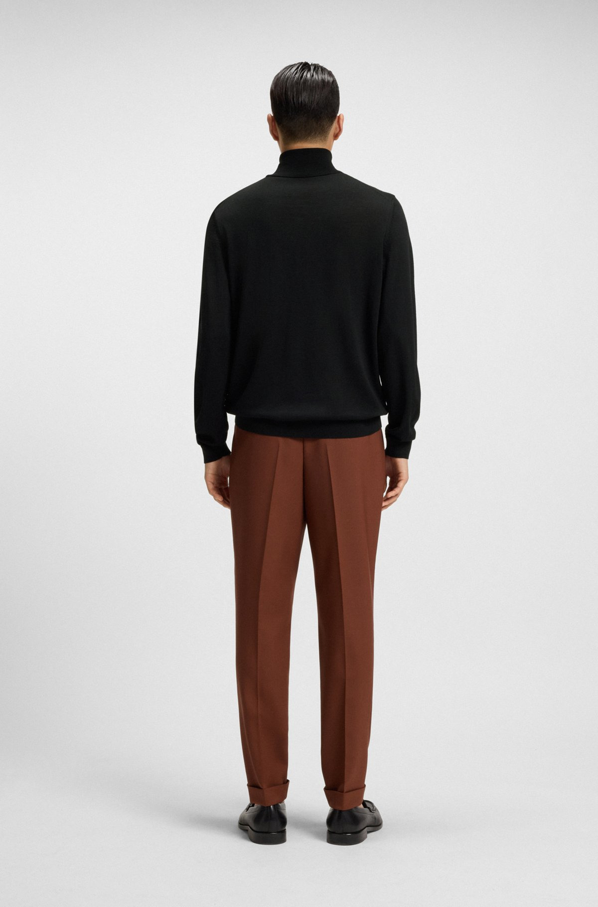 SLIM-FIT ROLL-NECK SWEATER IN MERCERIZED VIRGIN WOOL - 5