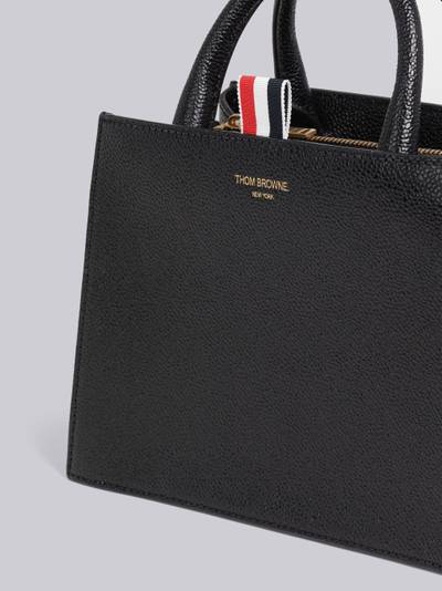 Thom Browne logo print grained leather tote bag outlook